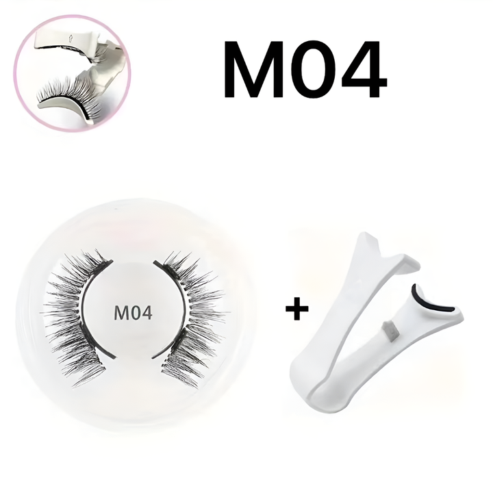 No-glue magnetic eyelashes for quick makeup. Reusable synthetic lashes with applicator for easy, glamorous eyes.