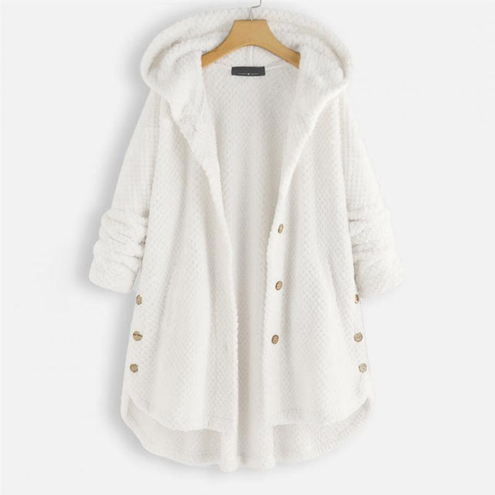 Women's reversible hooded jacket, soft FleeceLux for versatile autumn & winter style.