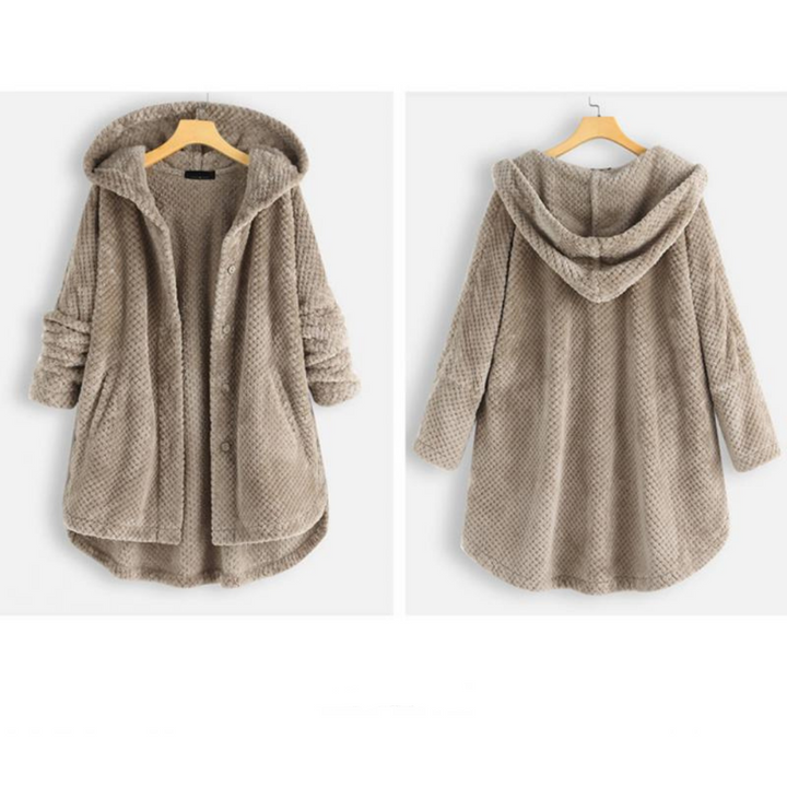 Modern women's reversible hooded jacket, practical FleeceLux design for stylish, warm everyday wear.