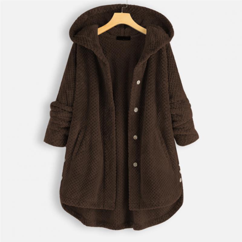 Stylish FleeceLux women's hooded jacket, reversible for casual fashion & cozy comfort fit.