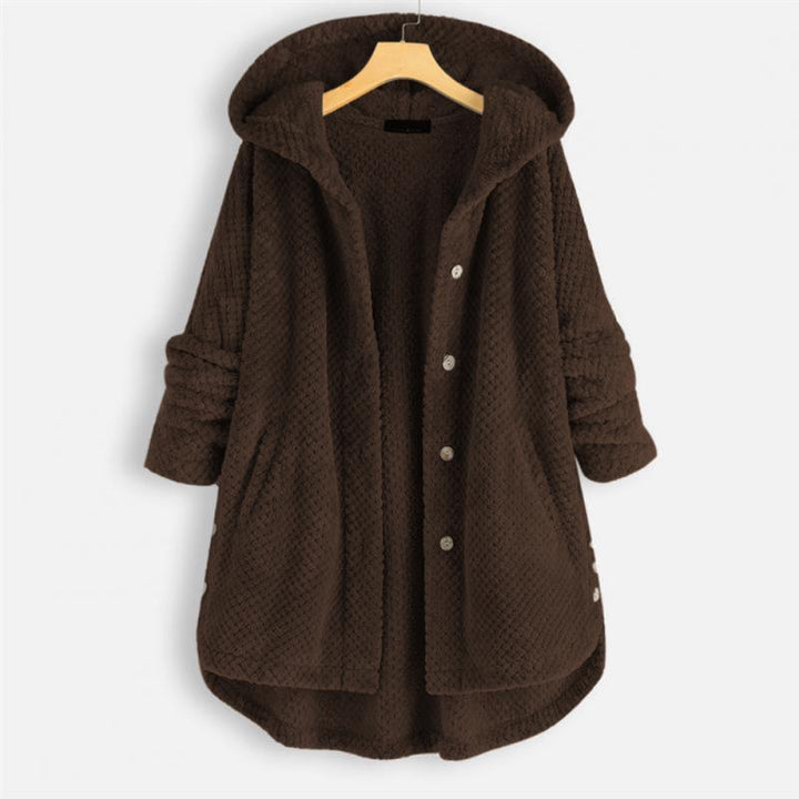 Stylish FleeceLux women's hooded jacket, reversible for casual fashion & cozy comfort fit.