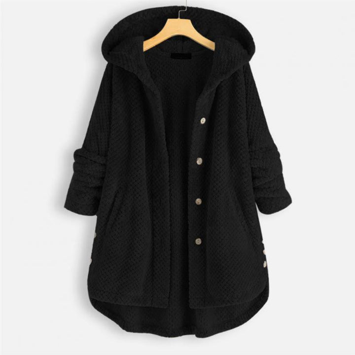 Women's FleeceLux reversible hooded jacket, offering cozy warmth and two stylish looks in one.