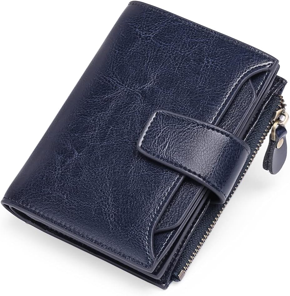 Premium leather compact wallet for women, RFID protected card holder, stylish & slim.