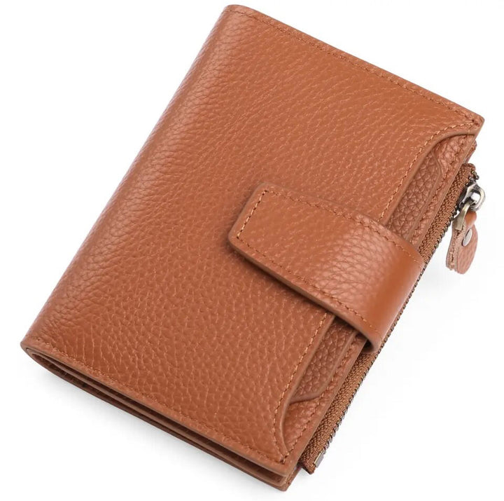 Essential ladies accessory: compact RFID blocking leather wallet, sleek & functional.