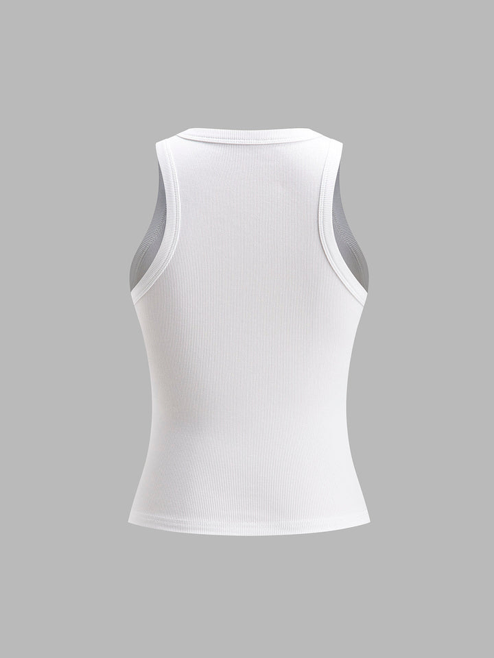 Versatile women's ribbed crop tank top, great for layering or stand-alone summer fashion.