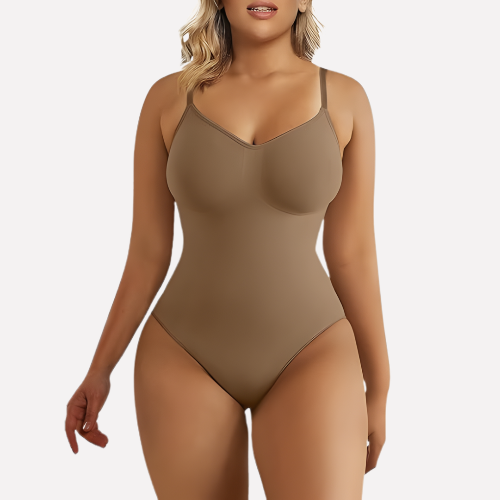 Versatile women's seamless bodysuit in nude, ideal for effortless layering & intimates.