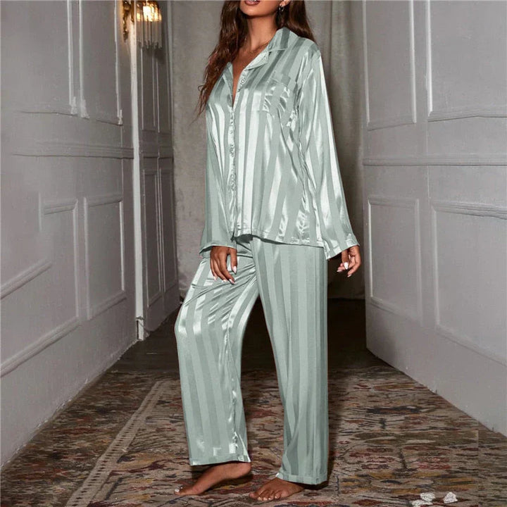 Elegant women's two-piece pajama set, Emilia. Silky-soft fabric for supreme comfort and relaxation.