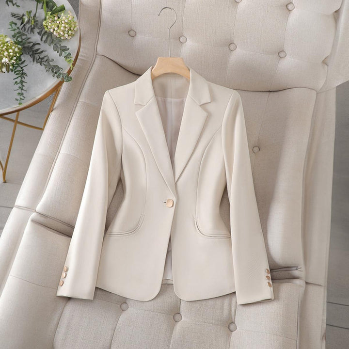 Womens jacket blazer, slim fit design, lapel collar. Creates an elegant and versatile workwear or casual chic style.