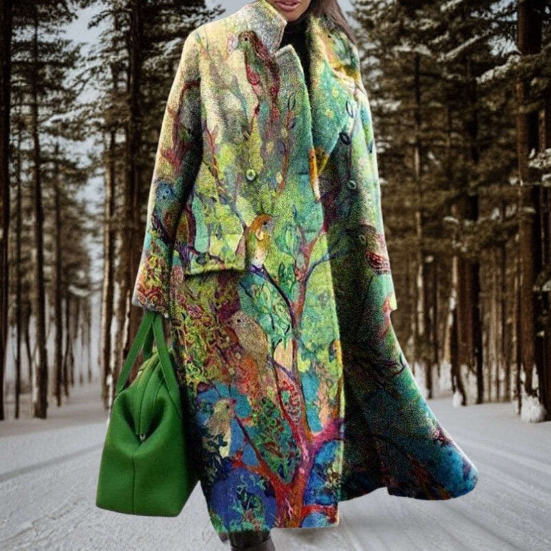 Stylish women's long winter coat, a warm and comfortable jacket for cold weather, ideal for everyday wear.