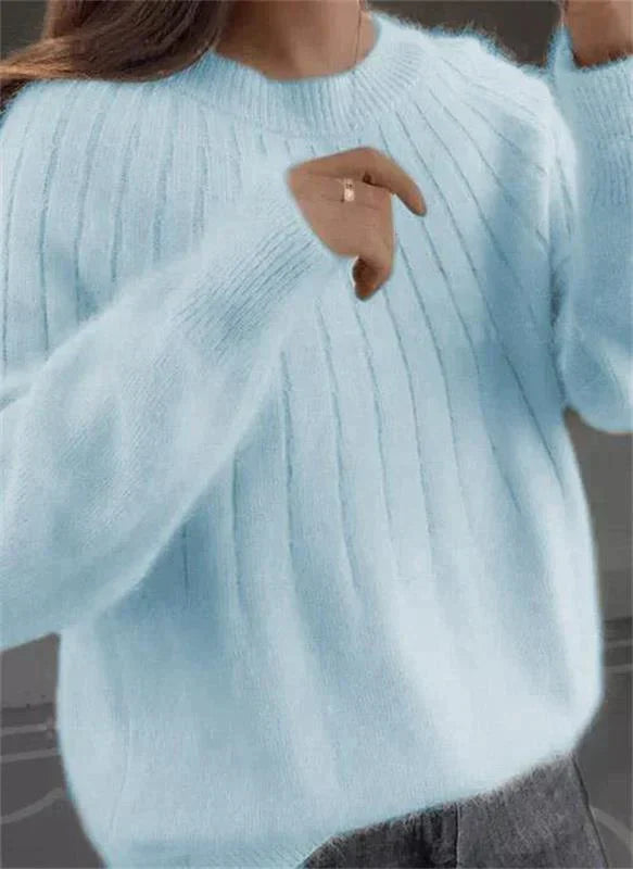 Versatile women's Sofie cashmere knit sweater. An elegant, cozy long sleeve jumper for various fall/winter styles.