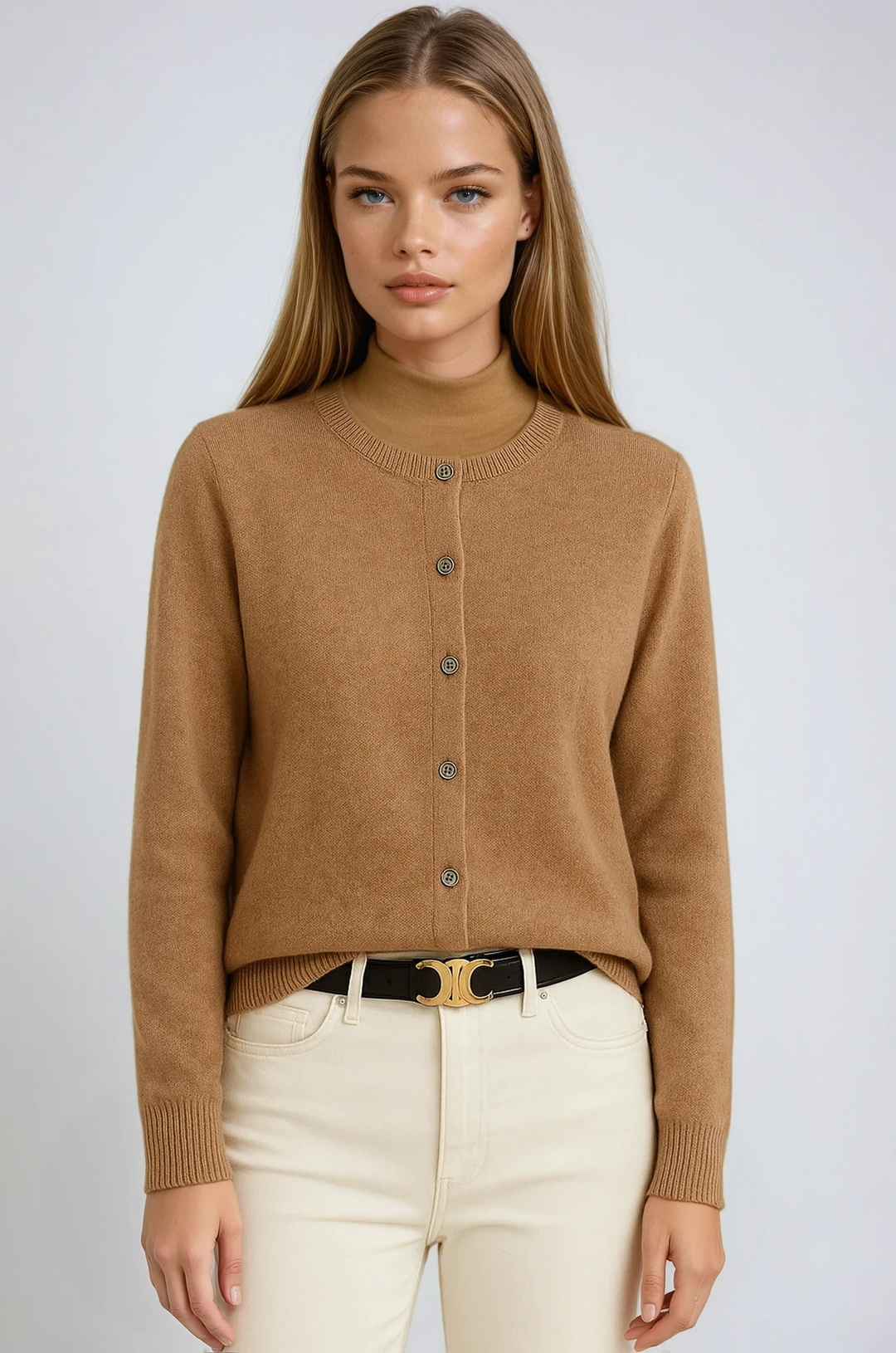 Women's soft button-up cardigan in a comfortable knit fabric, perfect for stylish layering.