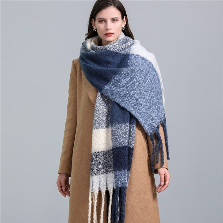 Women's soft cashmere plaid scarf, providing warmth and style all winter long.