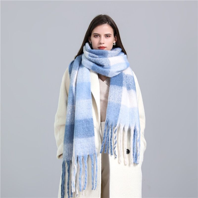 Luxurious Carmie checked cashmere scarf for women, perfect winter fashion.