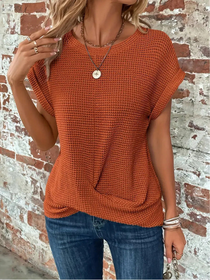 Women's soft waffle knit casual tee for ultimate comfort and everyday wear.