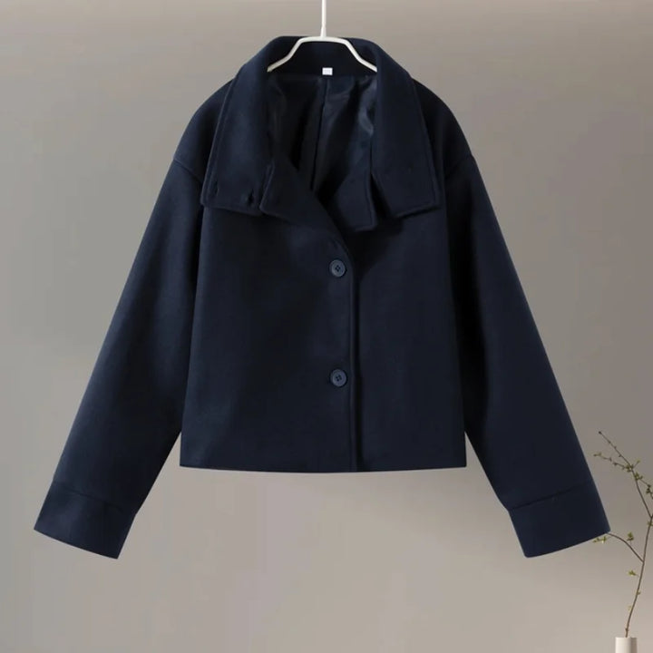 Chic women's pea coat, a stylish stand collar winter jacket for any occasion.