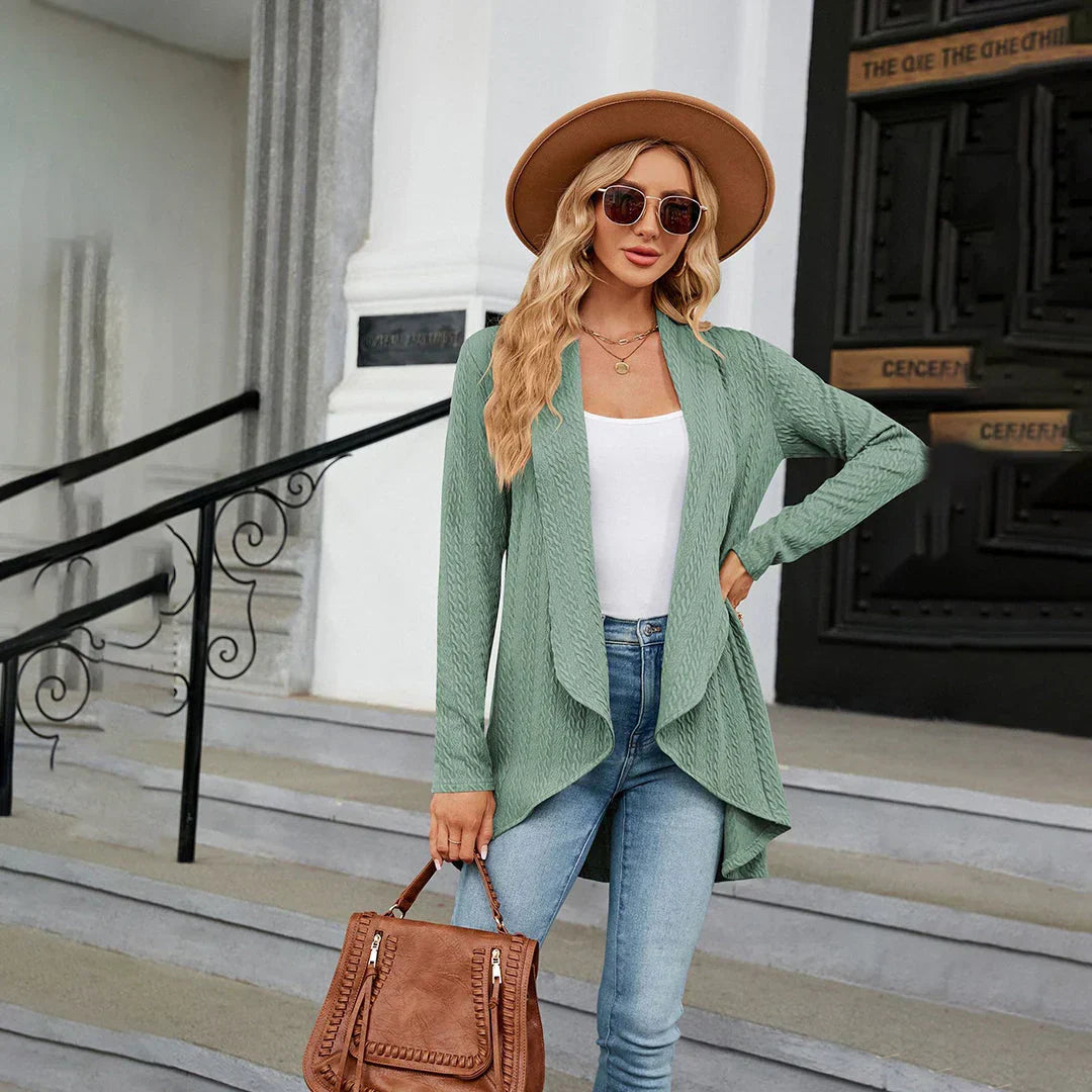 Women's autumn fashion cardigan, elegant and comfortable open-front style.