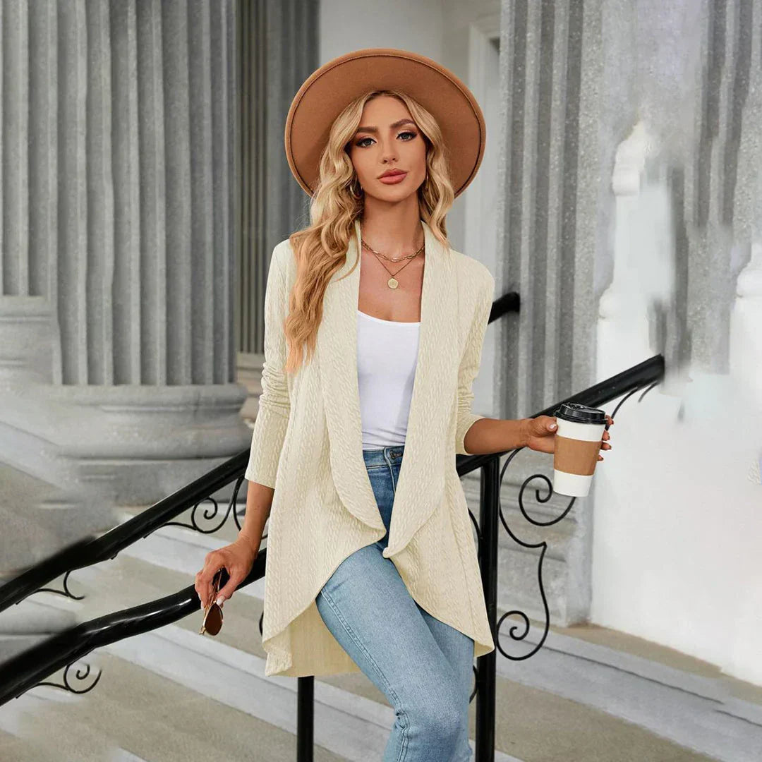 Cozy women's fall outerwear, stylish cardigan for comfortable seasonal apparel.