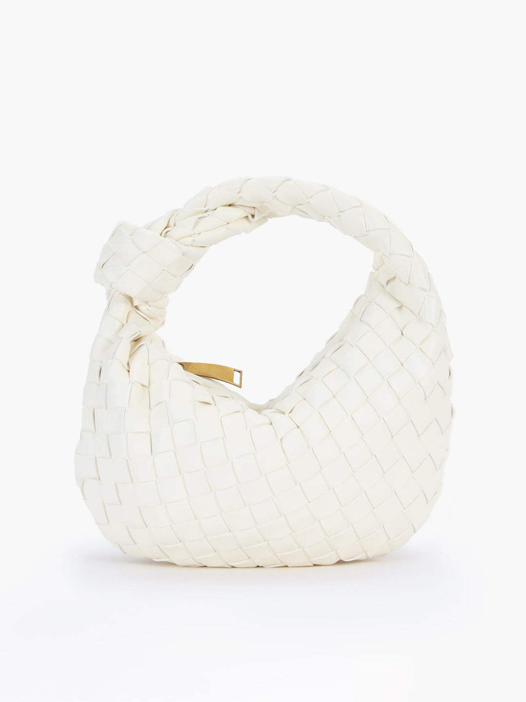 Modern women's shoulder bag: braided design, unique knot handle. Perfect versatile accessory.