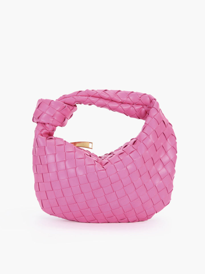 Textured women's shoulder bag with braided detail & unique knot handle. A stylish handbag.