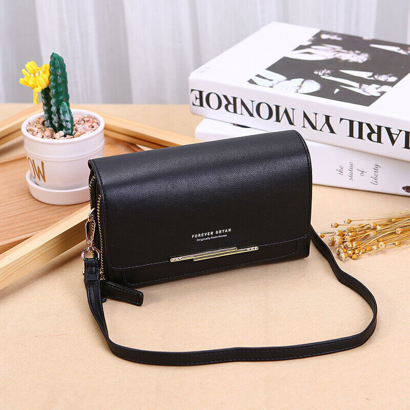 Women's stylish faux leather crossbody bag & matching wallet, perfect for daily essentials.