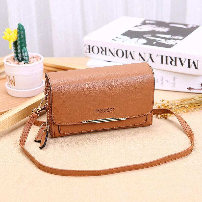 Compact faux leather shoulder bag for women, featuring a multi-functional design and wallet.