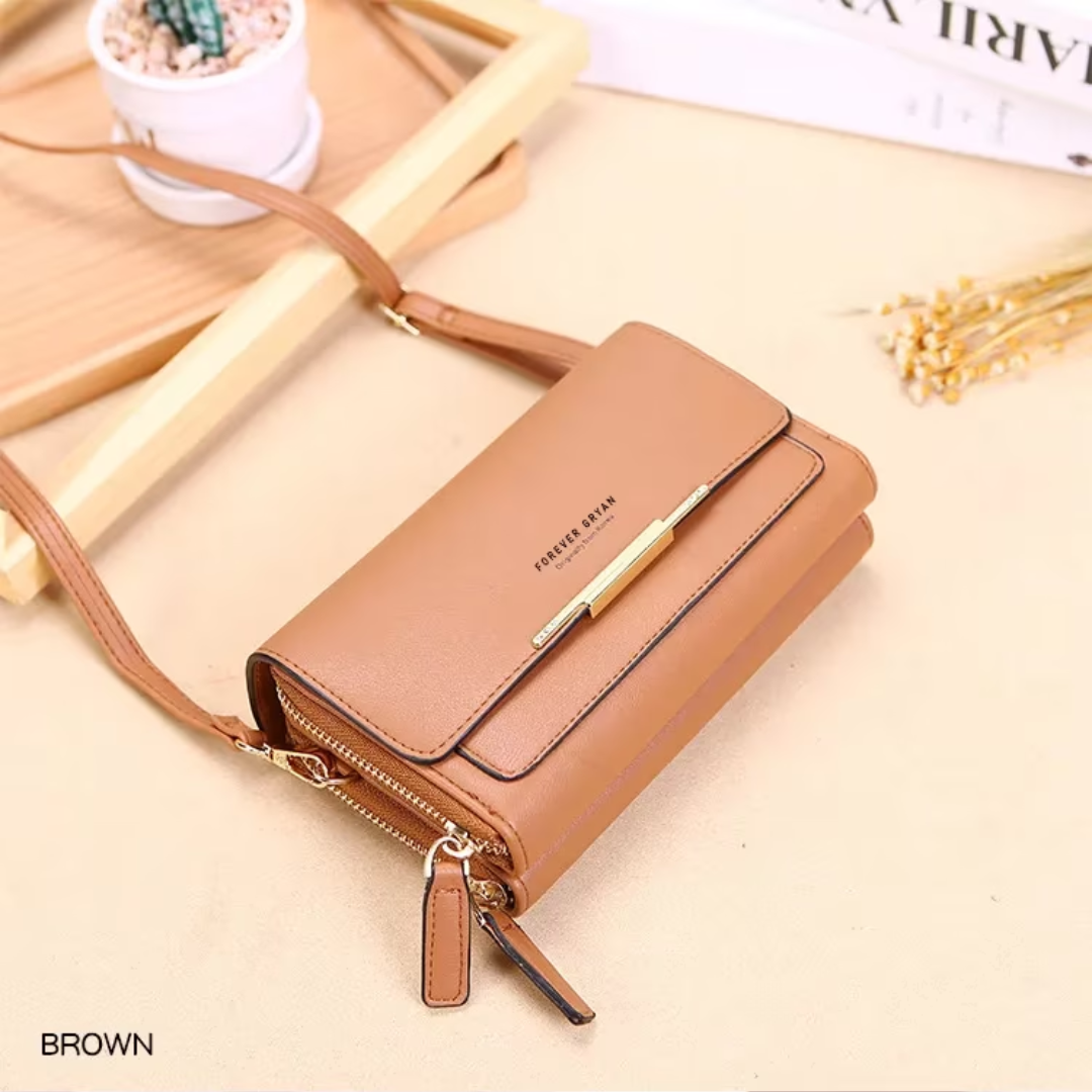 Modern faux leather compact bag for women, a stylish crossbody with a secure wallet.