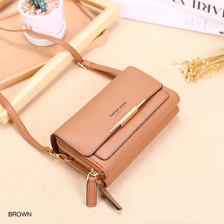 Modern faux leather compact bag for women, a stylish crossbody with a secure wallet.