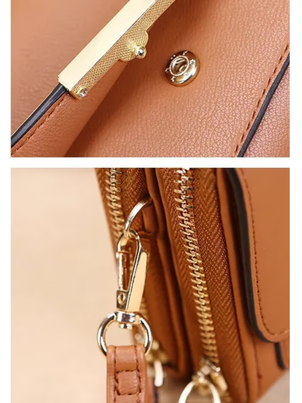 Fashion accessory: women's faux leather crossbody bag with a sleek design and wallet.