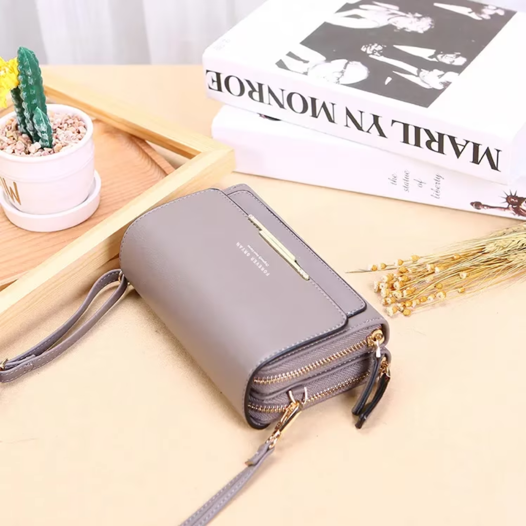 Sleek faux leather crossbody bag & wallet for women, perfect for urban daily use.