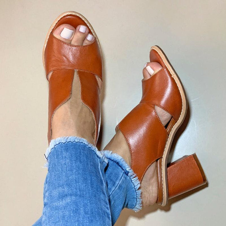 Women's stylish heeled sandals with comfort footbed. Elegant dress shoes perfect for summer parties.