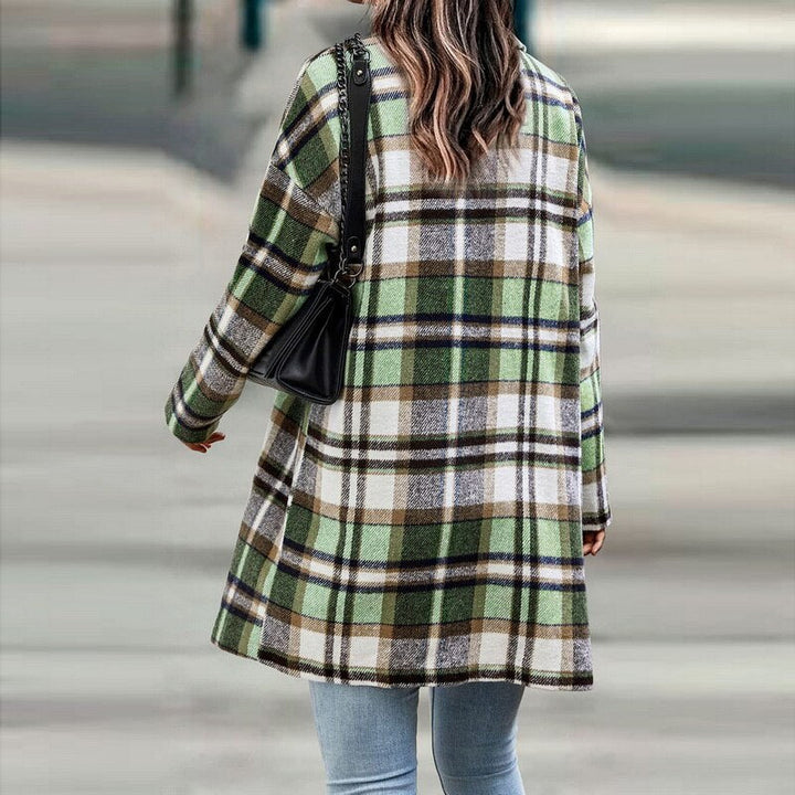 Comfortable fit women's plaid jacket, a stylish and versatile outerwear for women's casual fashion.