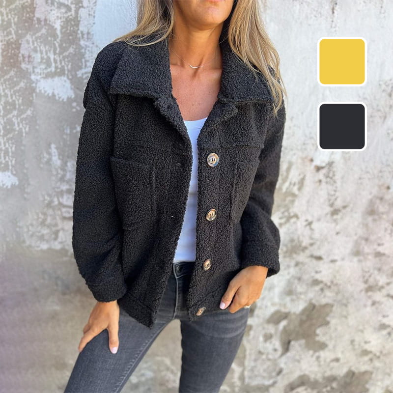 Chic women's thick cardigan jacket. Cozy autumn winter outerwear, perfect for stylish casual layering.
