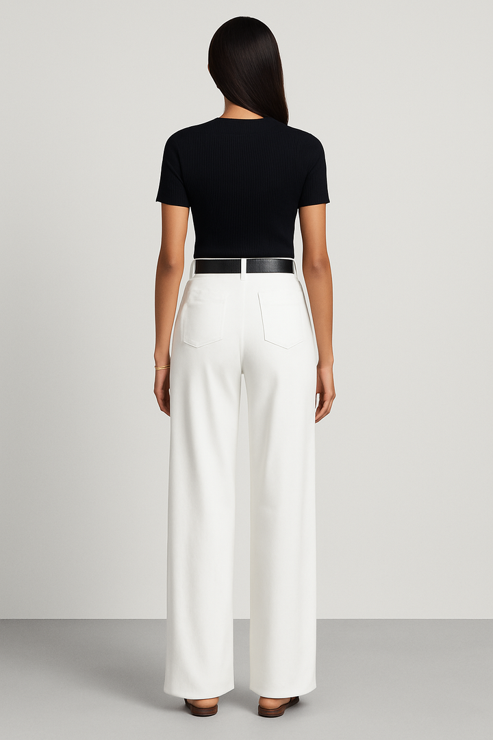 Comfortable women's wide-leg trousers, tailored for everyday elegance, featuring a flattering high waist.