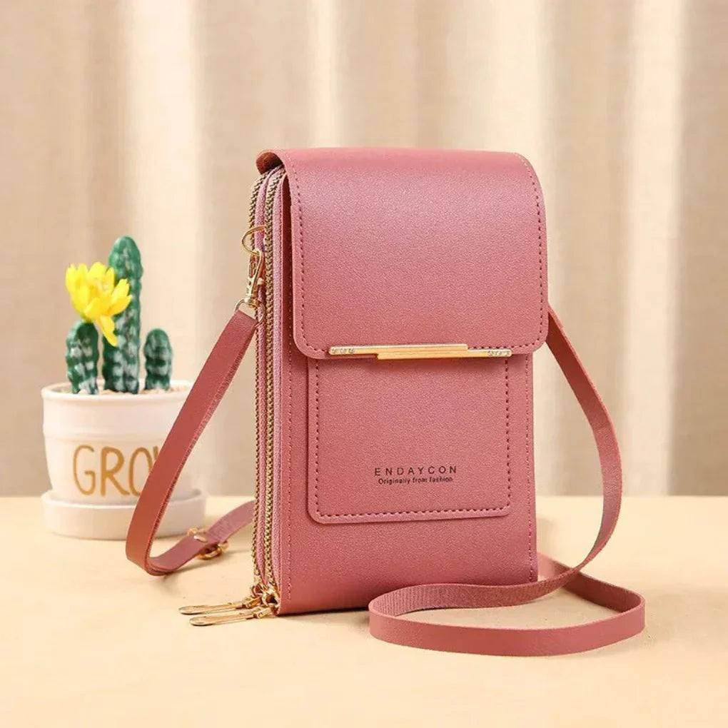 Stylish women's phone bag, a tech-friendly touch screen crossbody purse for hands-free convenience on the go.