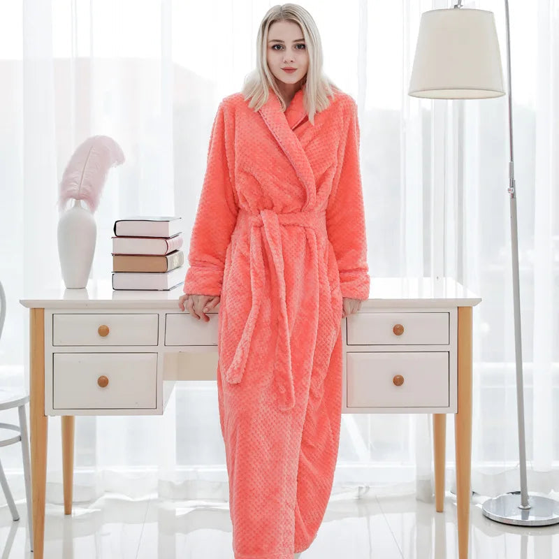 Women's ultra-soft plush bathrobe. Cozy loungewear for ultimate home comfort & relaxation.