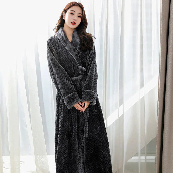 Elegant women's plush robe. Luxurious and comfortable loungewear for sophisticated relaxation.
