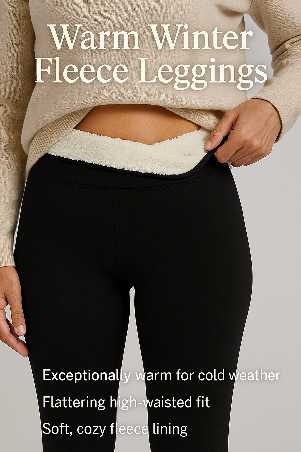 Stylish women's high-waist winter leggings, offering a stretchy, comfort fit and ultra-warm protection.