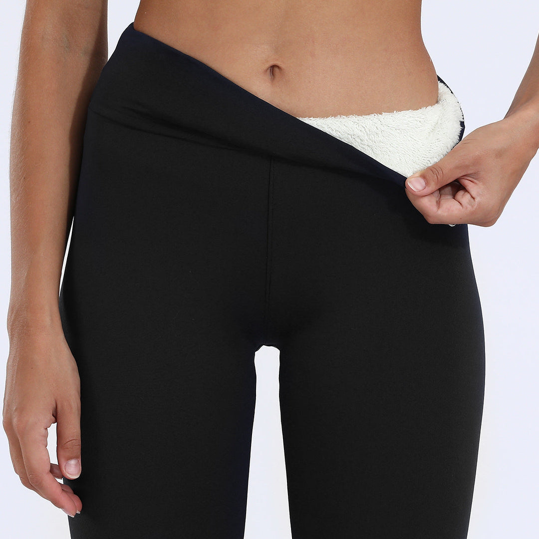 Full-length shot of women's warm thermal leggings, ideal for cold weather, activewear, or daily wear.
