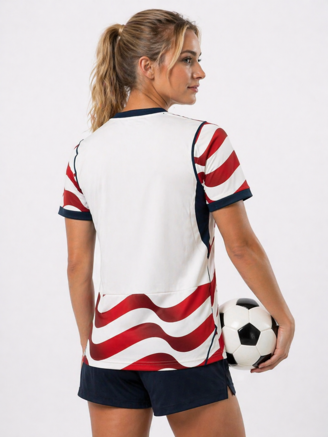 Stylish Women's Team USA soccer jersey, perfect athletic top to support the 2026 World Cup.