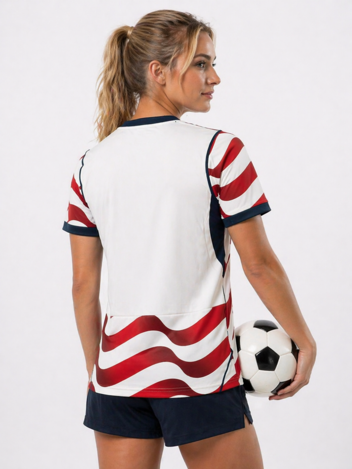Stylish Women's Team USA soccer jersey, perfect athletic top to support the 2026 World Cup.