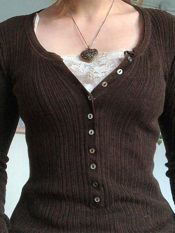 Classic women's V-neck long sleeve top featuring a chic button front, great for versatile everyday style.