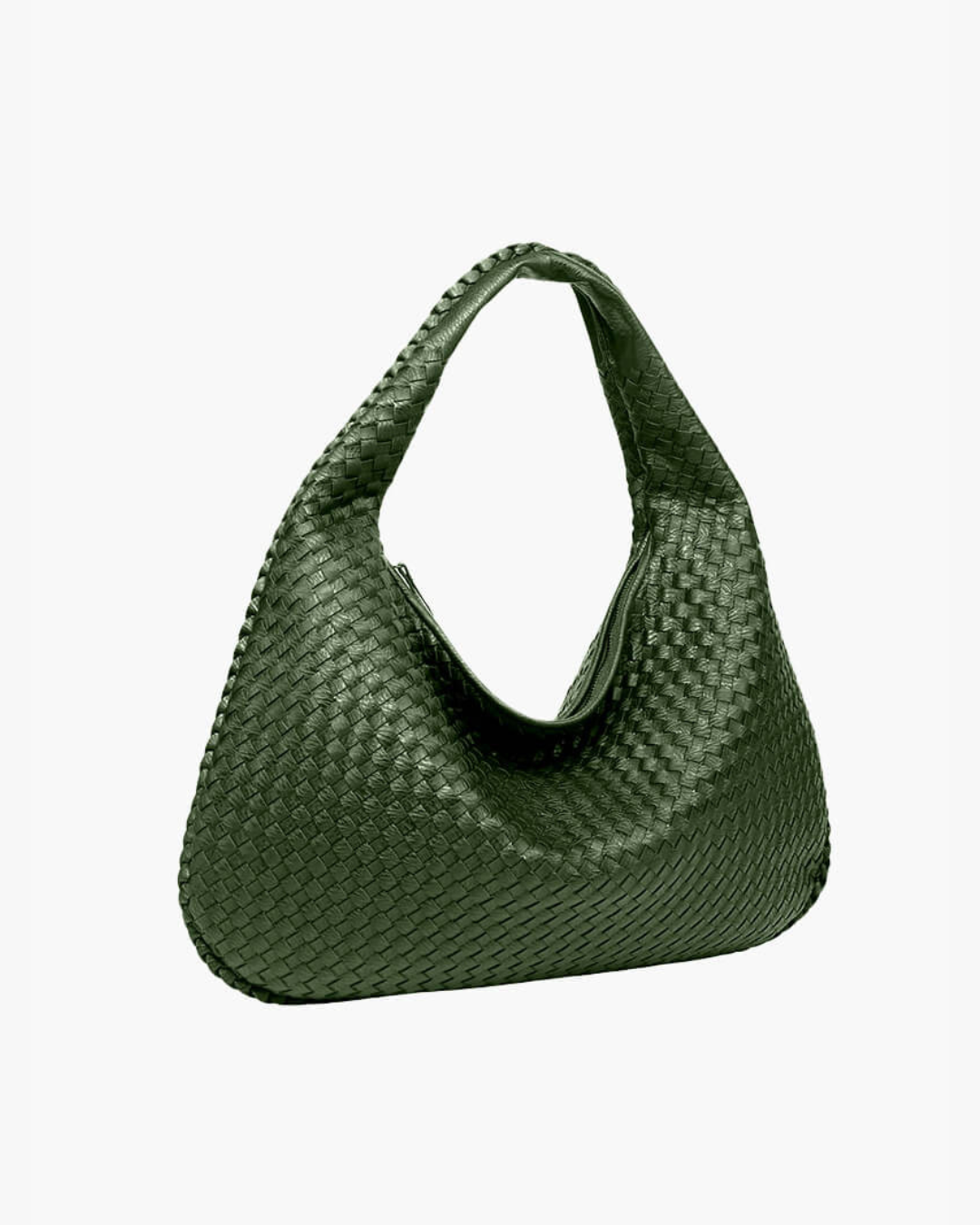 Front view of the stylish Verona women's woven hobo bag, a modern fashion accessory.