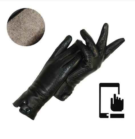 Women's vintage Kristy leather gloves, warm & stylish. Classic fashion accessory for cold weather.