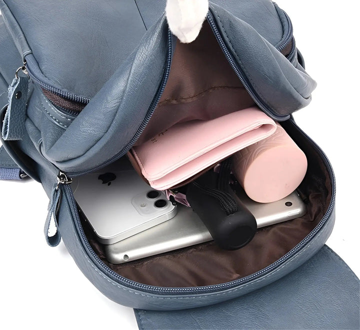 Versatile vintage leather women's backpack, anti-theft design for work, travel & daily use.