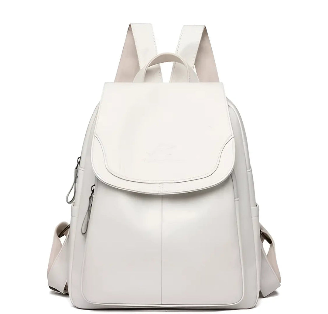 Premium women's vintage leather shoulder backpack, anti-theft, perfect for daily use & travel.