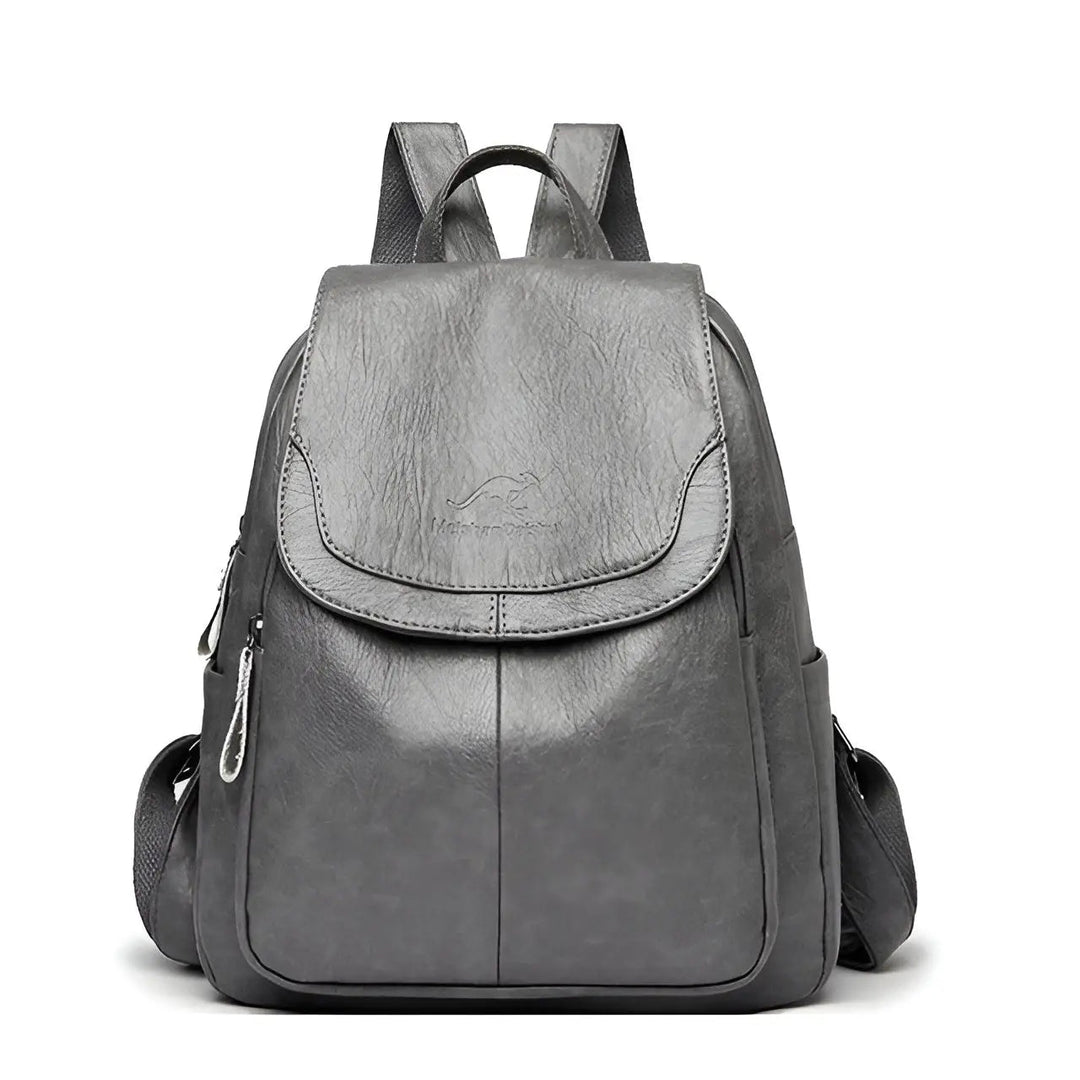 Spacious women's vintage leather anti-theft backpack interior, perfect for work & travel essentials.