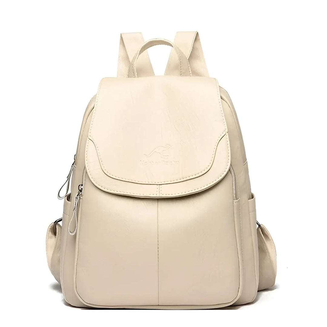 Slim profile vintage leather women's backpack, ideal waterproof everyday & travel anti-theft bag.
