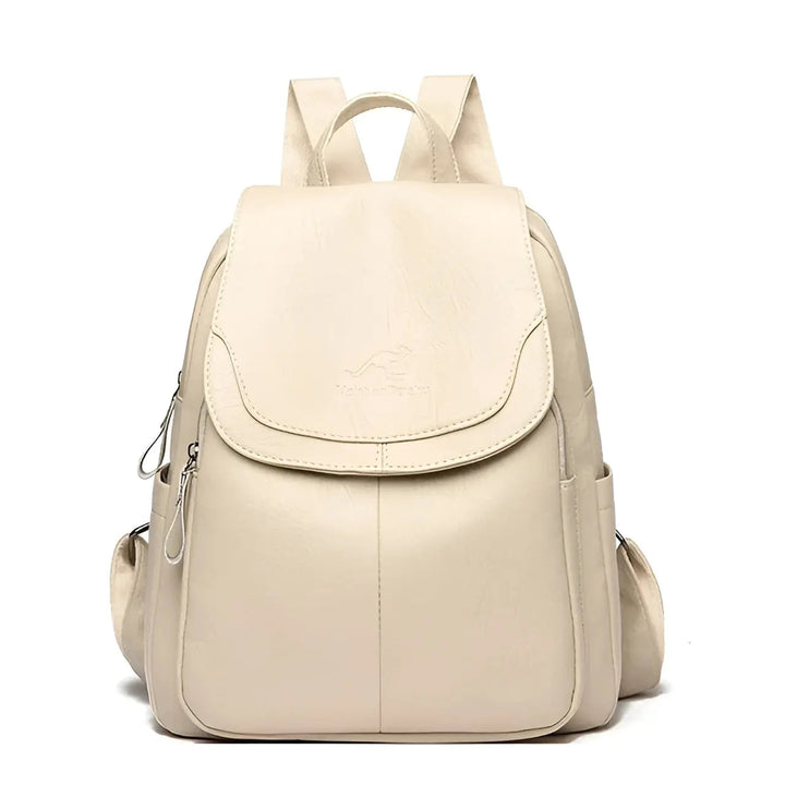 Slim profile vintage leather women's backpack, ideal waterproof everyday & travel anti-theft bag.