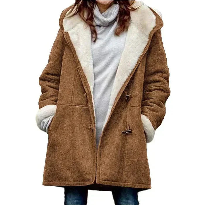 Everyday women's warm hooded winter coat, offering cozy comfort and a stylish look for cold weather.