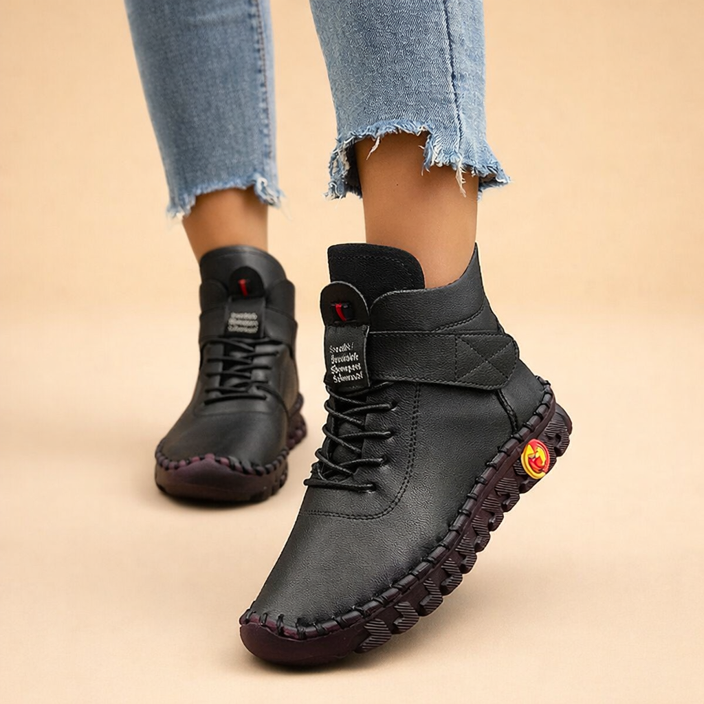 Orthopedic women's comfort boots with thermal lining, providing pain relief & stable support for walking.